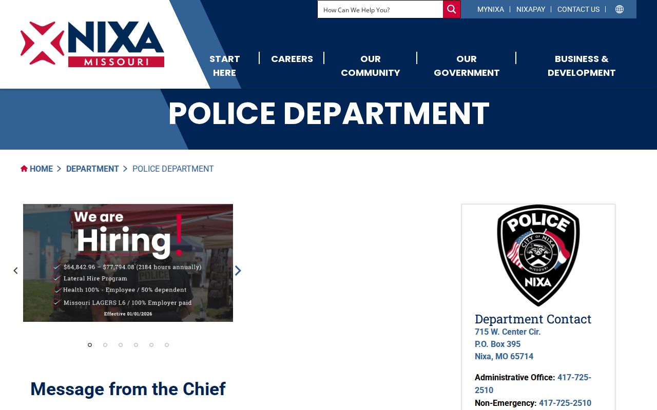 Nixa Police Department source for Nixa criminal records