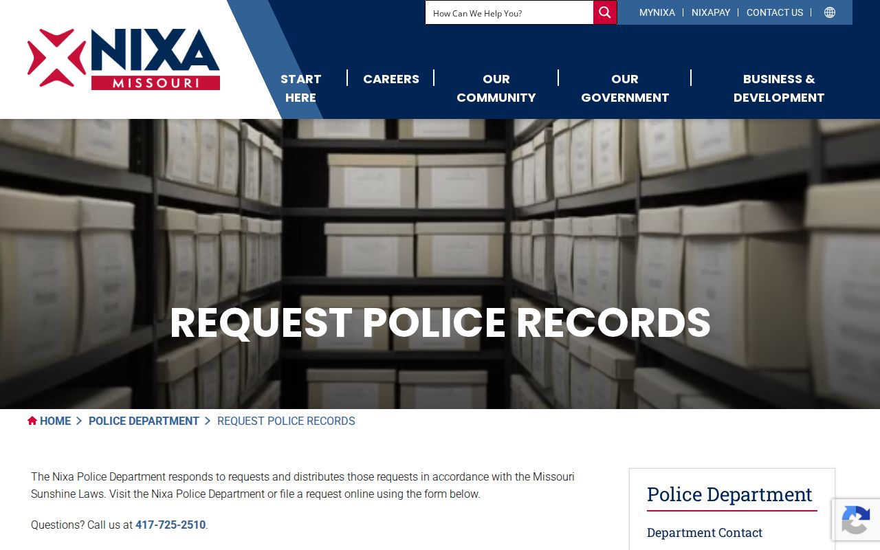 Nixa criminal records request form for police reports